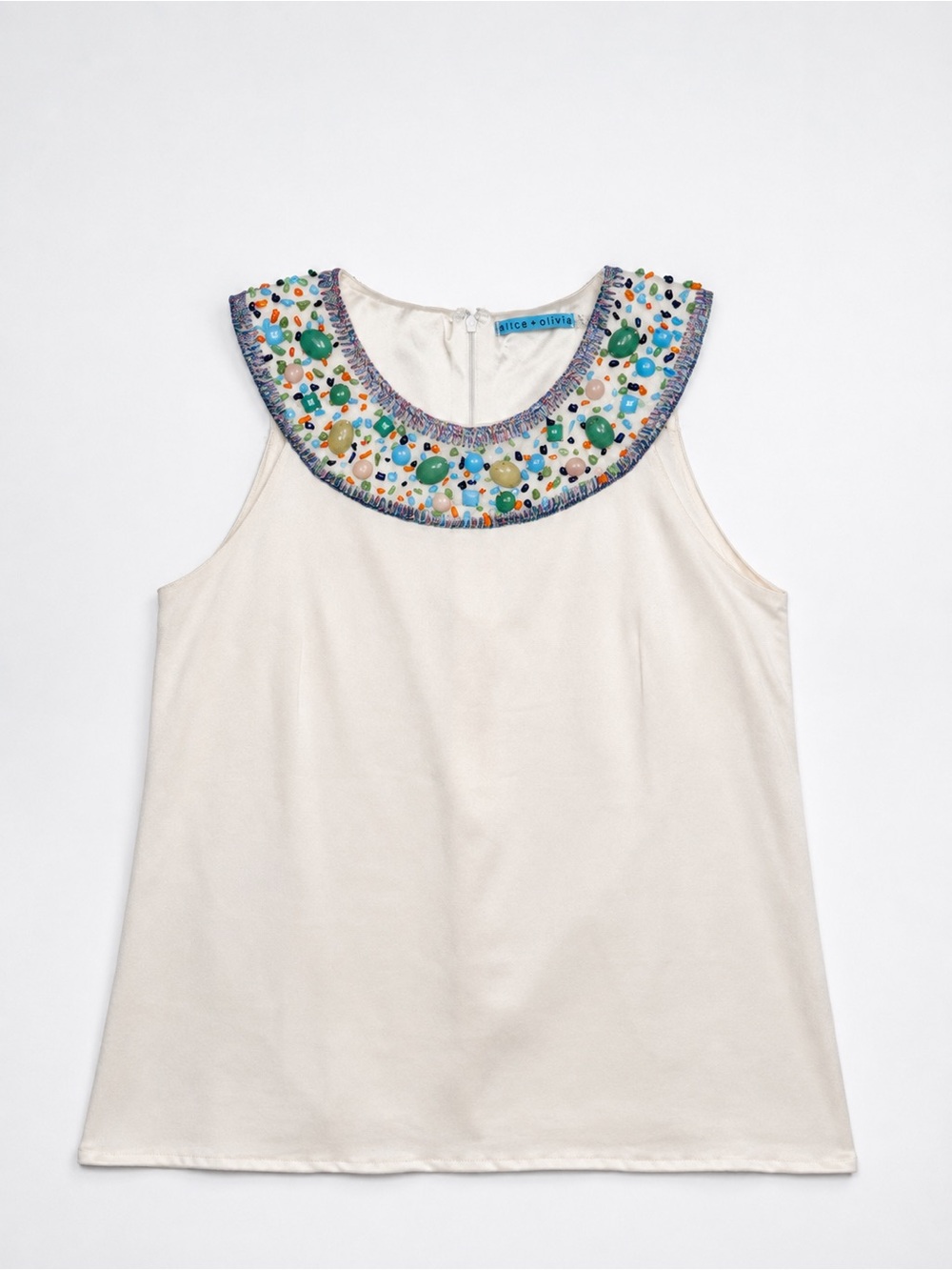 ✨ Alice + Olivia Embellished Beaded Neckline Top – Size S